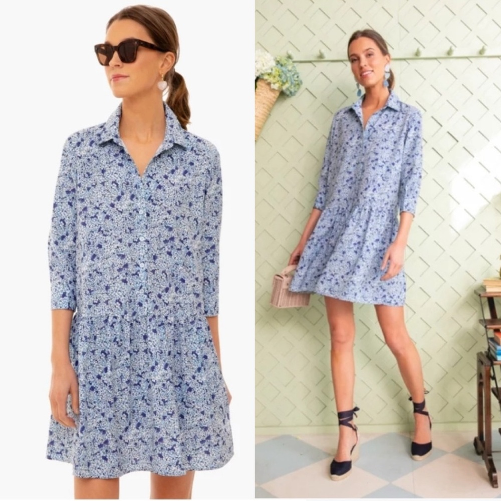 Tuckernuck || Hydrangea Hayes Button Down Shirt Dress Blue XS